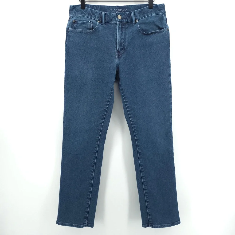Banana Republic The Traveler Mens Slim Jeans 32x30 Dark Blue Stretch Denim
